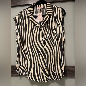 Philosophy Black and Cream Striped Blouse